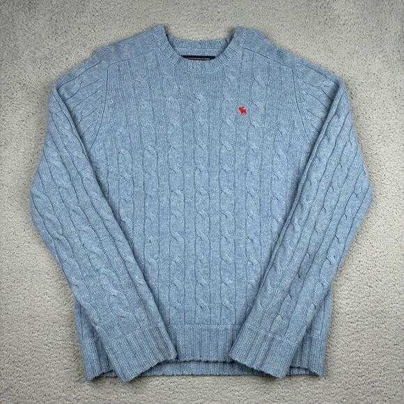 Abercrombie & Fitch Other - Vintage Abercrombie & Fitch Sweater Men's XL Blue Cashmere Wool Cable Knit READ*